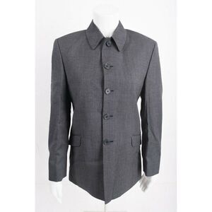Womens Designer Blazer Suit Jacket Sz 16 Gray 100% Wool Made in Italy